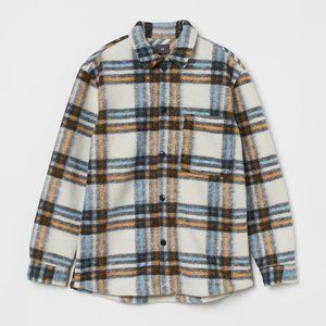 NWOT Felted Shirt Jacket White Plaid Size Small